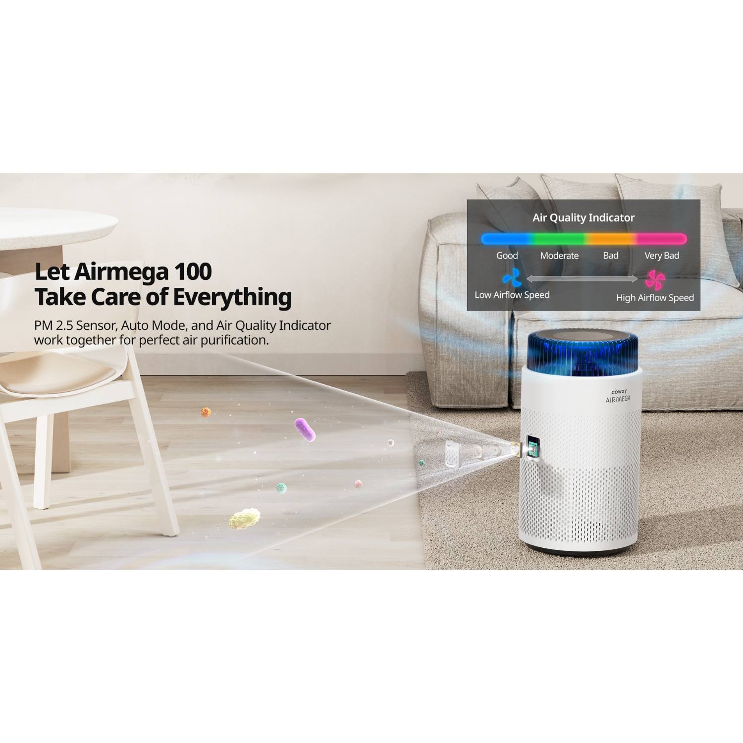 OUTLET: Luftrenser med HEPA filter 0-63 m2 Airmega 100