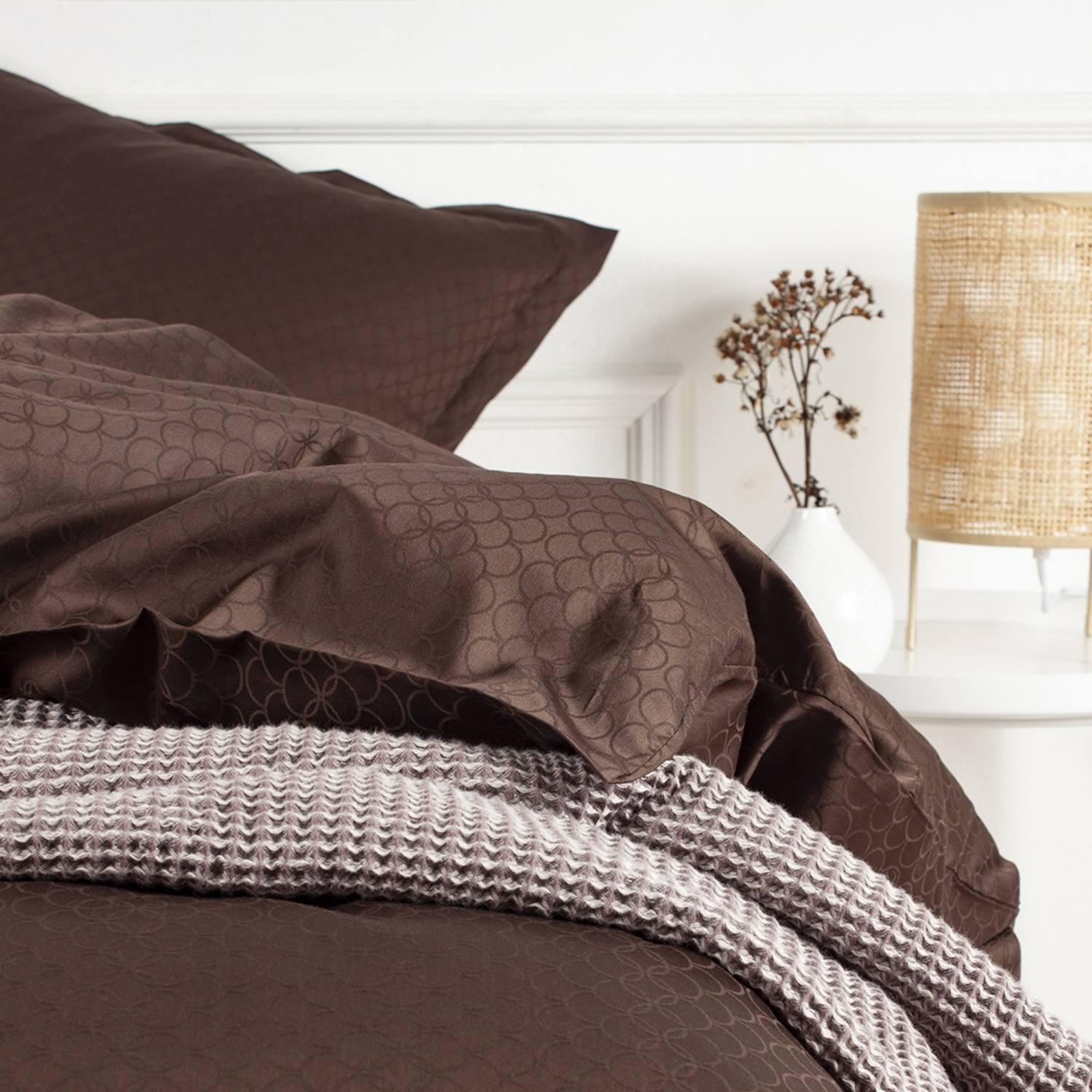 Allergivenligt sengetøj Opal Mocca (høj TC - 300)