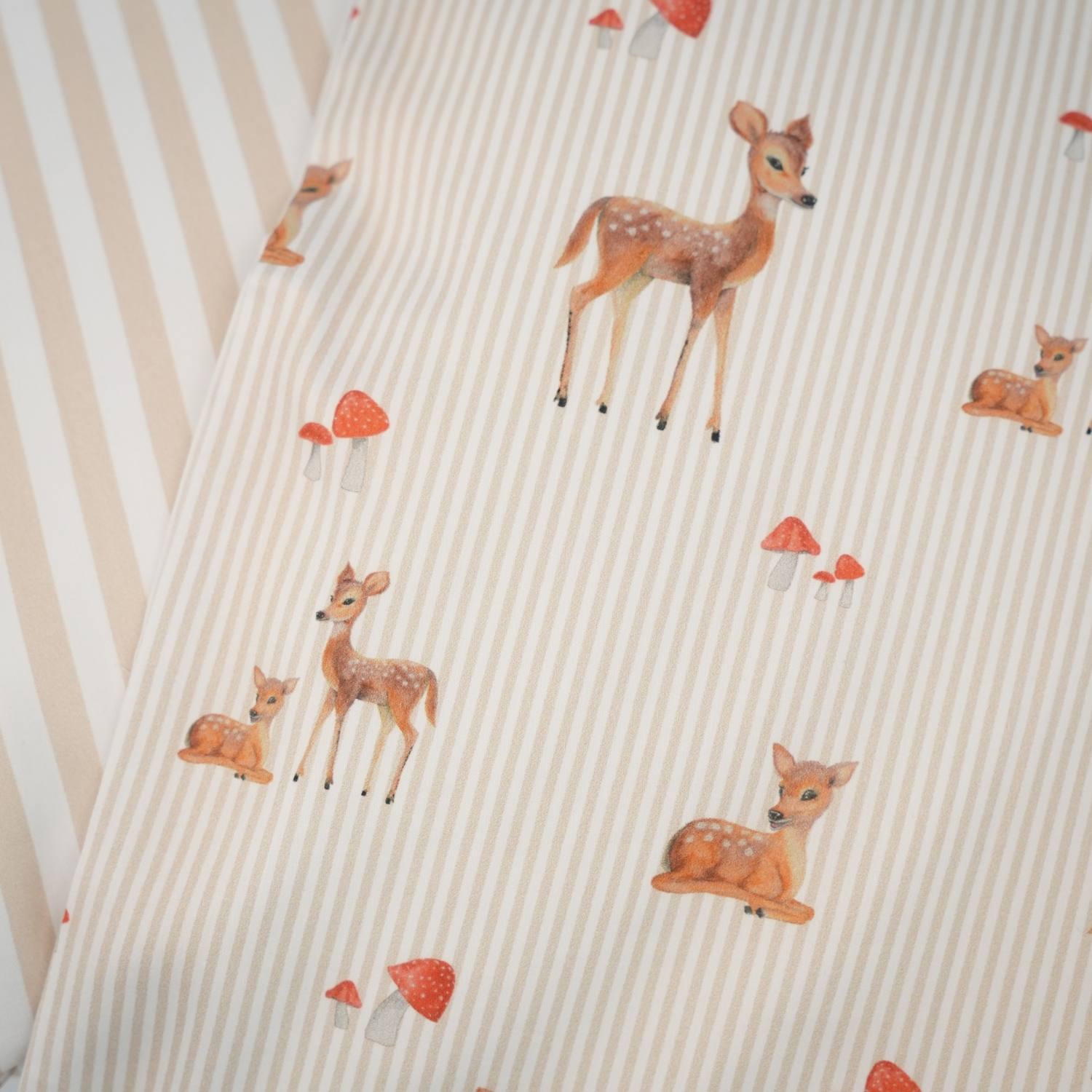 Baby Allergivenligt sengetøj bomuldssatin Beige Bambi (Høj TC - 300)