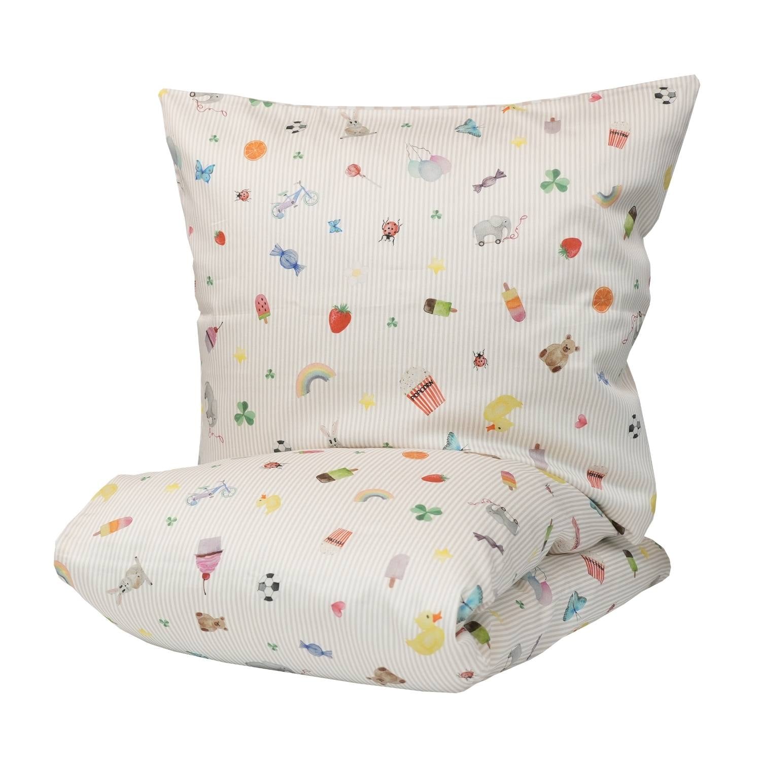 Junior Allergivenligt sengetøj bomuldssatin Play Beige (Høj TC - 300)