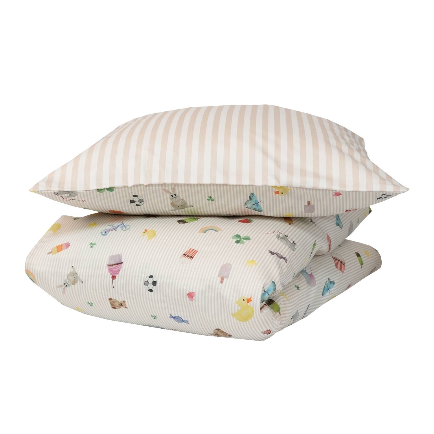 Junior Allergivenligt sengetøj bomuldssatin Play Beige (Høj TC - 300)