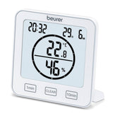 Hygrometer med ur, timer og temperaturmåling