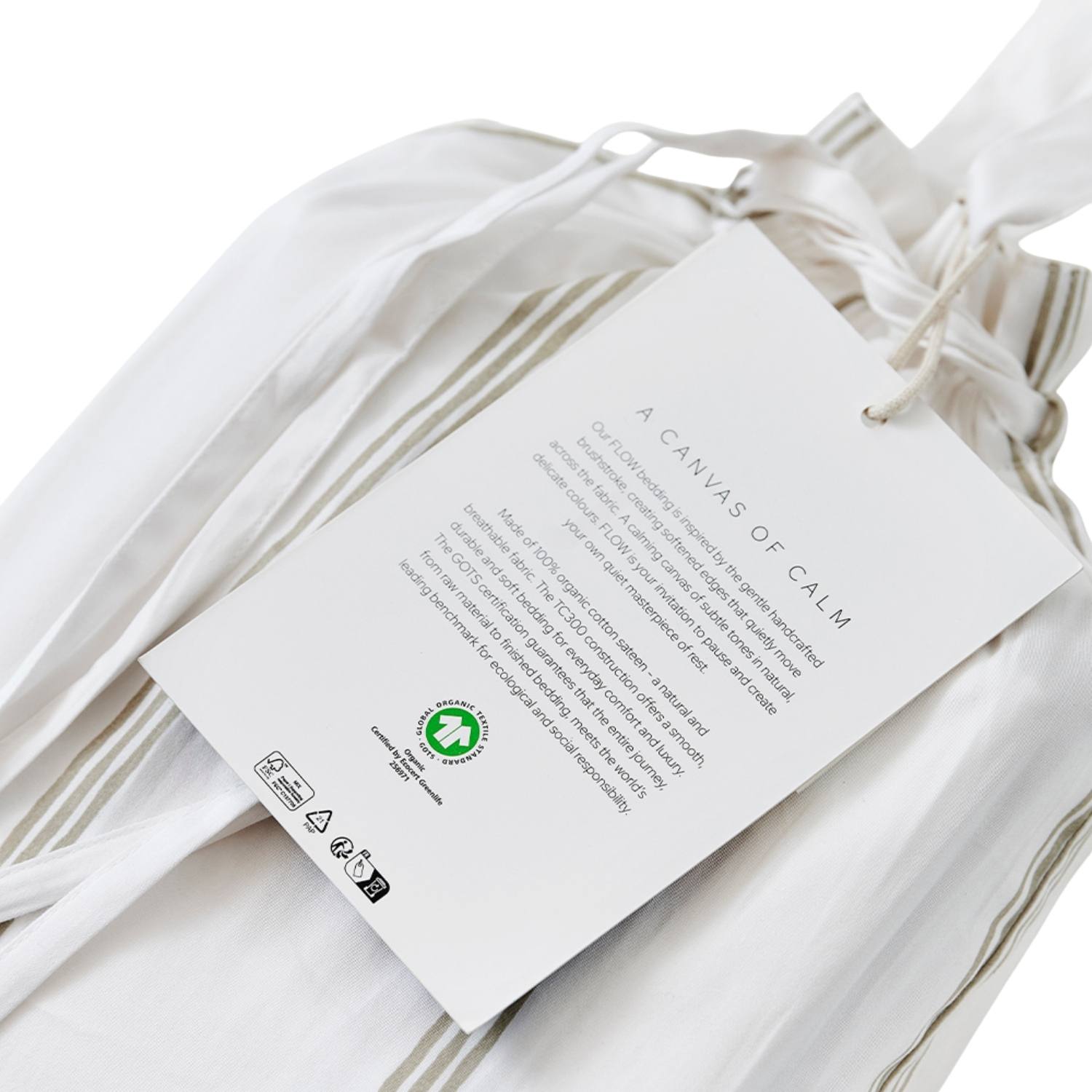 Allergivenligt sengetøj Flow Beige Økologisk GOTS (høj TC - 300)