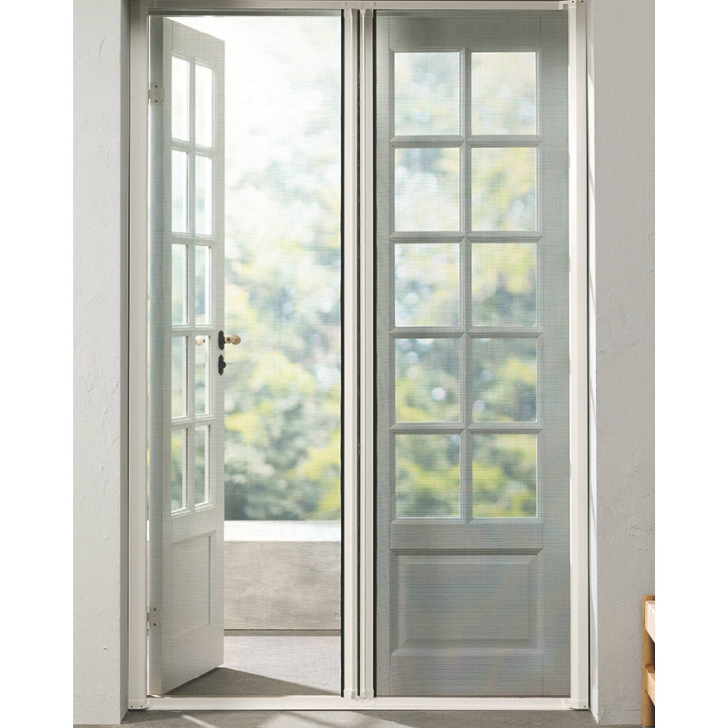 Pollennet til dobbelt rulledør, Hvid