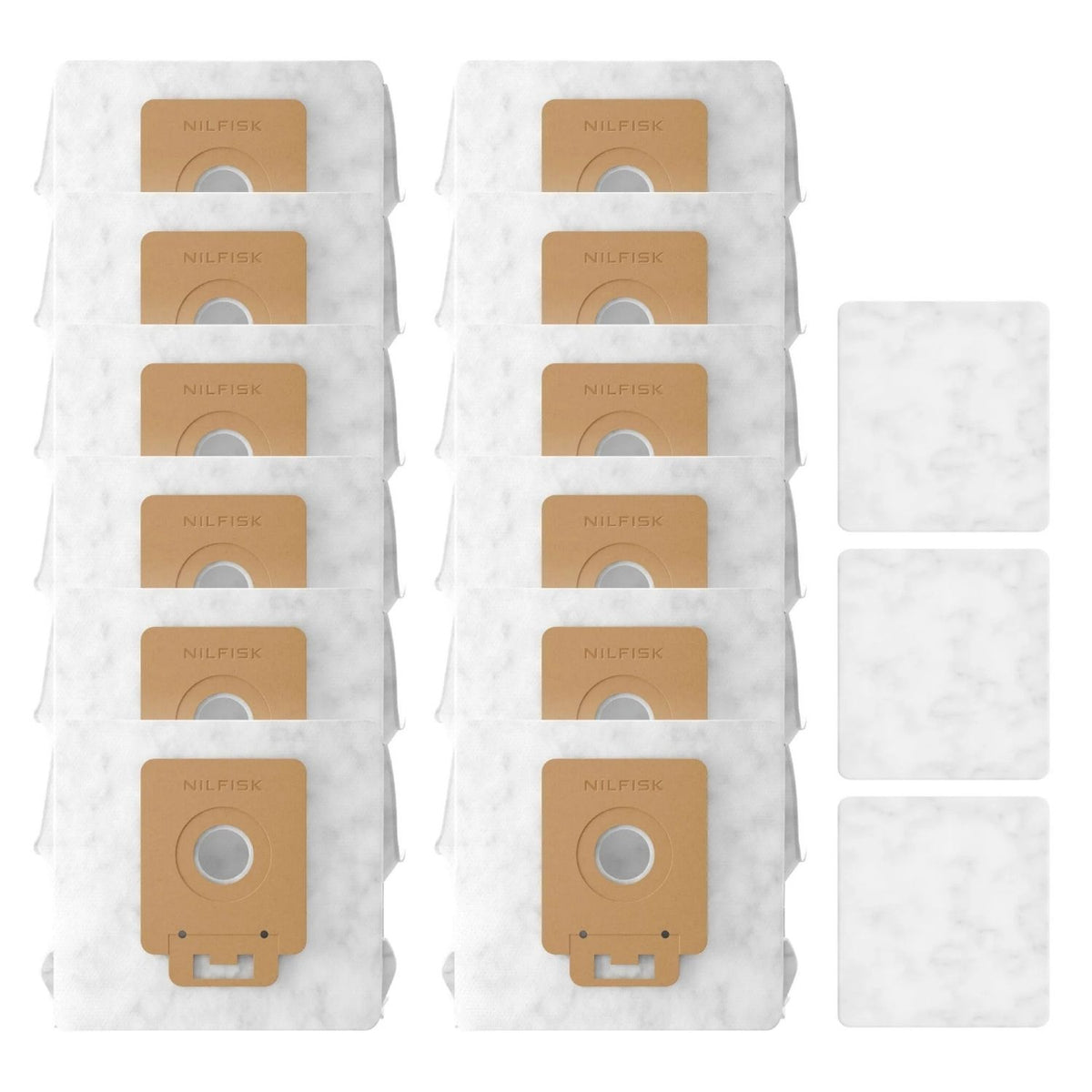 Støvsugerposer til Nilfisk Brilliant Parquet og Perform Allergy Plus (12 stk. + 3 forfilter)